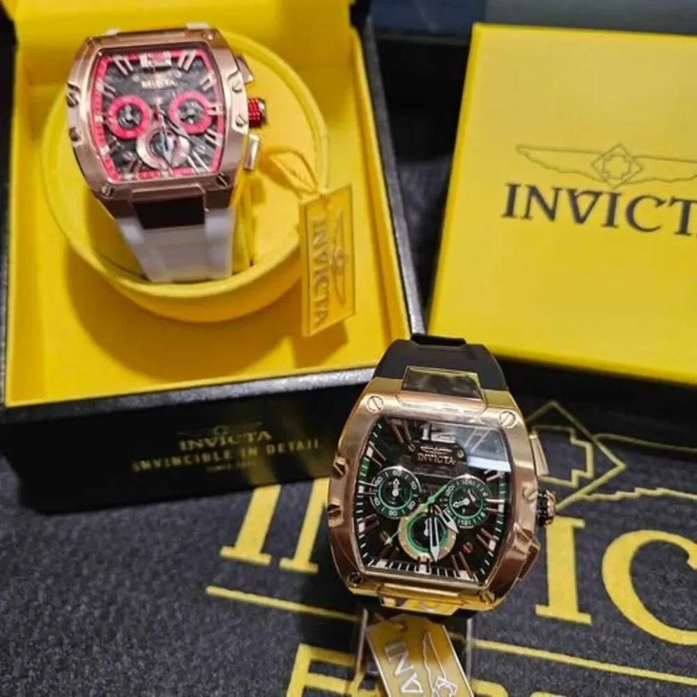 Invicta Racing Men’s Model 48468 Chronograph Watch Gold/Black Green Accents